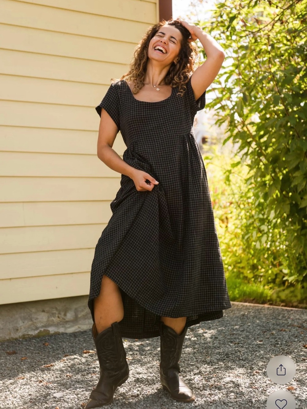 Smash + Tess Black Checked Midi Dress